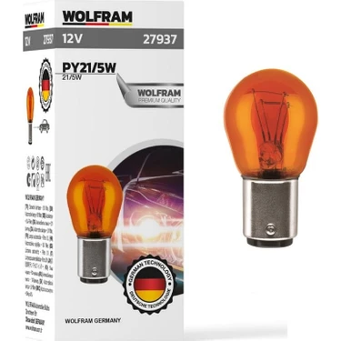 LAMPA SARI CUT KANTAKT DUZ  (12V 21/5W BAY15D)