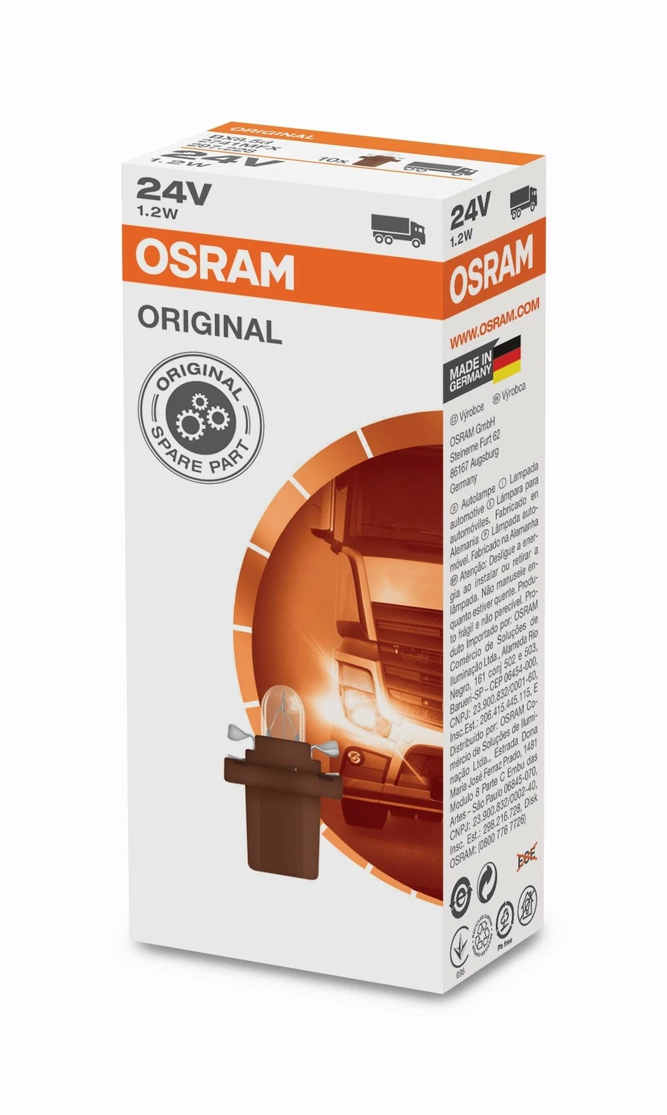 Lampa 24V 1,2W (B8.5D) — OSRAM